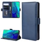 Dual-side Magnetic Buckle Horizontal Flip Leather Case for OPPO Reno 10x Zoom, with Holder & Card Slots & Wallet & Photo Frame(Dark Blue) - 1