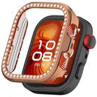 For Huawei Watch Fit 4 Single Row Diamond Half Coverage Hollow PC Watch Protective Case(Rose Gold) - 1