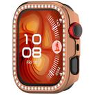 For Huawei Watch Fit 4 Single Row Diamond Half Coverage Hollow PC Watch Protective Case(Rose Gold) - 2