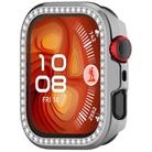 For Huawei Watch Fit 4 Pro Single Row Diamond Half Coverage Hollow PC Watch Protective Case(Silver) - 2