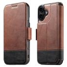 For iPhone 16 Plus Suteni Q06 2-in-1 Multi-function Detachable Wallet MagSafe Phone Case(Brown) - 1