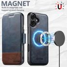 For iPhone 16 Plus Suteni Q06 2-in-1 Multi-function Detachable Wallet MagSafe Phone Case(Blue) - 3