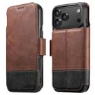 For iPhone 17 Pro Max Suteni Q06 2-in-1 Multi-function Detachable Wallet MagSafe Phone Case(Brown) - 1