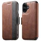 For iPhone 16 Plus Suteni Q07 2-in-1 Multi-function Detachable Wallet MagSafe Phone Case(Brown) - 1