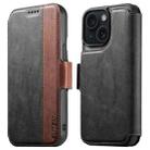 For iPhone 15 Plus Suteni Q07 2-in-1 Multi-function Detachable Wallet MagSafe Phone Case(Black) - 1