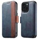 For iPhone 14 Plus Suteni Q07 2-in-1 Multi-function Detachable Wallet MagSafe Phone Case(Blue) - 1