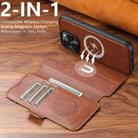 For iPhone 12 Suteni Q07 2-in-1 Multi-function Detachable Wallet MagSafe Phone Case(Brown) - 2