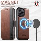 For iPhone 12 Suteni Q07 2-in-1 Multi-function Detachable Wallet MagSafe Phone Case(Brown) - 3