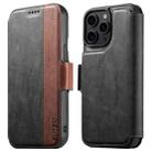 For iPhone 12 Pro Max Suteni Q07 2-in-1 Multi-function Detachable Wallet MagSafe Phone Case(Black) - 1