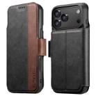 For iPhone 17 Pro Max Suteni Q07 2-in-1 Multi-function Detachable Wallet MagSafe Phone Case(Black) - 1