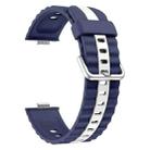 For Huawei Watch Fit 4 / Fit 4 Pro / Fit 3 Vertical Striped Two Color Silicone Watch Band(Midnight Blue White) - 3