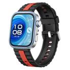 For Huawei Watch Fit 4 / Fit 4 Pro / Fit 3 Vertical Striped Two Color Silicone Watch Band(Black Red) - 1