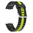 For Huawei Watch Fit 4 / Fit 4 Pro / Fit 3 Vertical Striped Two Color Silicone Watch Band(Black Green) - 3