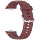 For Huawei Watch Fit 4 Pro / Fit 4 / Fit 3 Stitched Silver Buckle Silicone Watch Band(Wine Red) - 2