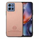 For Motorola Moto G 2025 5G Twill Fabric Leather Skin Back Phone Case(Pink) - 1