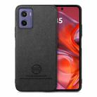 For Motorola Moto G05 Twill Fabric Leather Skin Back Phone Case(Black) - 1