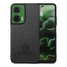 For Motorola Moto G35 Twill Fabric Leather Skin Back Phone Case(Black) - 1