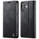 For iPhone 16 CaseMe 033 Calf Leather Lining Microfibre RFID Blocking Phone Case(Black) - 1