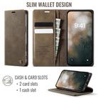 For iPhone 16 CaseMe 033 Calf Leather Lining Microfibre RFID Blocking Phone Case(Coffee) - 2