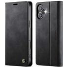 For iPhone 16 Plus CaseMe 033 Calf Leather Lining Microfibre RFID Blocking Phone Case(Black) - 1