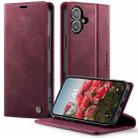For iPhone 16 Plus CaseMe 033 Calf Leather Lining Microfibre RFID Blocking Phone Case(Red) - 1