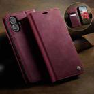 For iPhone 16 Plus CaseMe 033 Calf Leather Lining Microfibre RFID Blocking Phone Case(Red) - 3