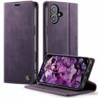 For iPhone 16 Plus CaseMe 033 Calf Leather Lining Microfibre RFID Blocking Phone Case(Purple) - 1