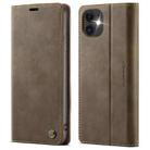 For iPhone 11 CaseMe 033 Calf Leather Lining Microfibre RFID Blocking Phone Case(Coffee) - 1