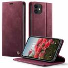 For iPhone 11 CaseMe 033 Calf Leather Lining Microfibre RFID Blocking Phone Case(Red) - 1