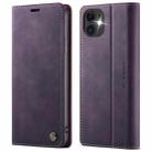For iPhone 11 CaseMe 033 Calf Leather Lining Microfibre RFID Blocking Phone Case(Purple) - 1