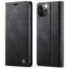 For iPhone 11 Pro Max CaseMe 033 Calf Leather Lining Microfibre RFID Blocking Phone Case(Black) - 1