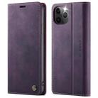 For iPhone 11 Pro Max CaseMe 033 Calf Leather Lining Microfibre RFID Blocking Phone Case(Purple) - 1