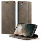 For iPhone XS Max CaseMe 033 Calf Leather Lining Microfibre RFID Blocking Phone Case(Coffee) - 1