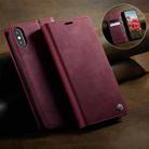 For iPhone XS Max CaseMe 033 Calf Leather Lining Microfibre RFID Blocking Phone Case(Red) - 3