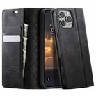 For iPhone 16 Pro CaseMe 033 Calf Leather Lining Microfibre RFID Blocking Phone Case(Black) - 1
