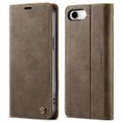 For iPhone 16e CaseMe 033 Calf Leather Lining Microfibre RFID Blocking Phone Case(Coffee) - 1