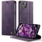 For iPhone 15 CaseMe 033 Calf Leather Lining Microfibre RFID Blocking Phone Case(Purple) - 1