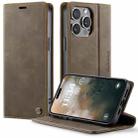 For iPhone 15 Pro Max CaseMe 033 Calf Leather Lining Microfibre RFID Blocking Phone Case(Coffee) - 1
