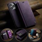 For iPhone 15 Pro Max CaseMe 033 Calf Leather Lining Microfibre RFID Blocking Phone Case(Purple) - 3