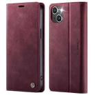 For iPhone 14 CaseMe 033 Calf Leather Lining Microfibre RFID Blocking Phone Case(Red) - 1