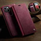 For iPhone 14 CaseMe 033 Calf Leather Lining Microfibre RFID Blocking Phone Case(Red) - 3