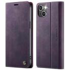 For iPhone 14 CaseMe 033 Calf Leather Lining Microfibre RFID Blocking Phone Case(Purple) - 1