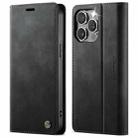 For iPhone 14 Pro Max CaseMe 033 Calf Leather Lining Microfibre RFID Blocking Phone Case(Black) - 1