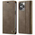 For iPhone 14 Pro Max CaseMe 033 Calf Leather Lining Microfibre RFID Blocking Phone Case(Coffee) - 1