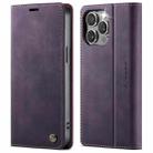 For iPhone 14 Pro Max CaseMe 033 Calf Leather Lining Microfibre RFID Blocking Phone Case(Purple) - 1