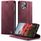 For iPhone 12 / 12 Pro CaseMe 033 Calf Leather Lining Microfibre RFID Blocking Phone Case(Red) - 1