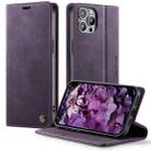 For iPhone 12 / 12 Pro CaseMe 033 Calf Leather Lining Microfibre RFID Blocking Phone Case(Purple) - 1