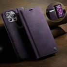 For iPhone 12 / 12 Pro CaseMe 033 Calf Leather Lining Microfibre RFID Blocking Phone Case(Purple) - 3