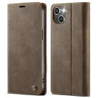 For iPhone 13 mini CaseMe 033 Calf Leather Lining Microfibre RFID Blocking Phone Case(Coffee) - 1