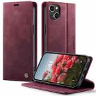 For iPhone 13 CaseMe 033 Calf Leather Lining Microfibre RFID Blocking Phone Case(Red) - 1
